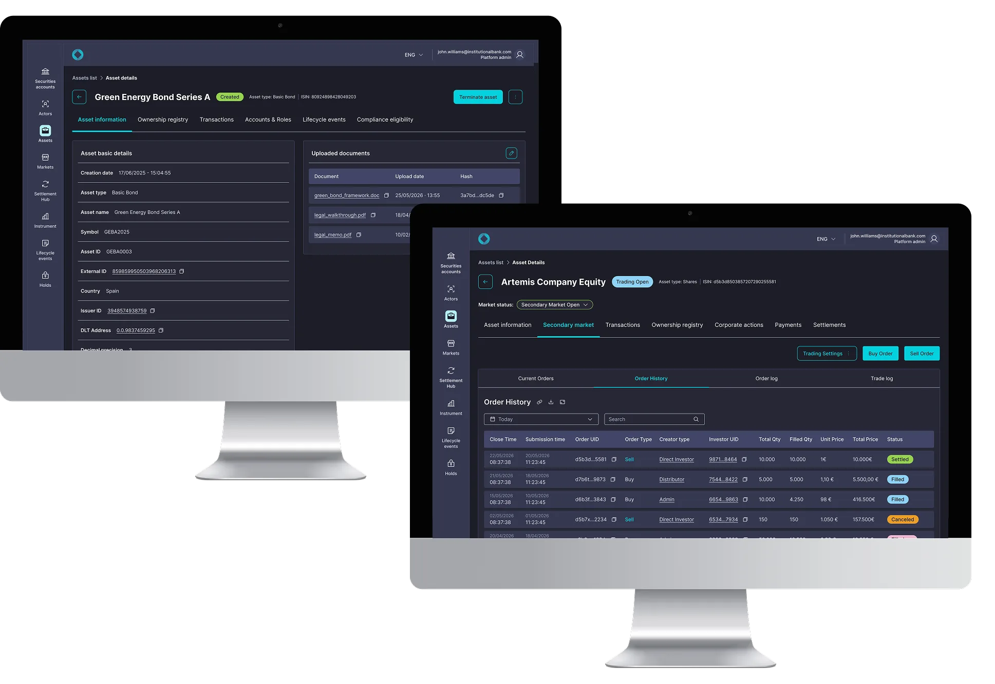 Asseto product screens